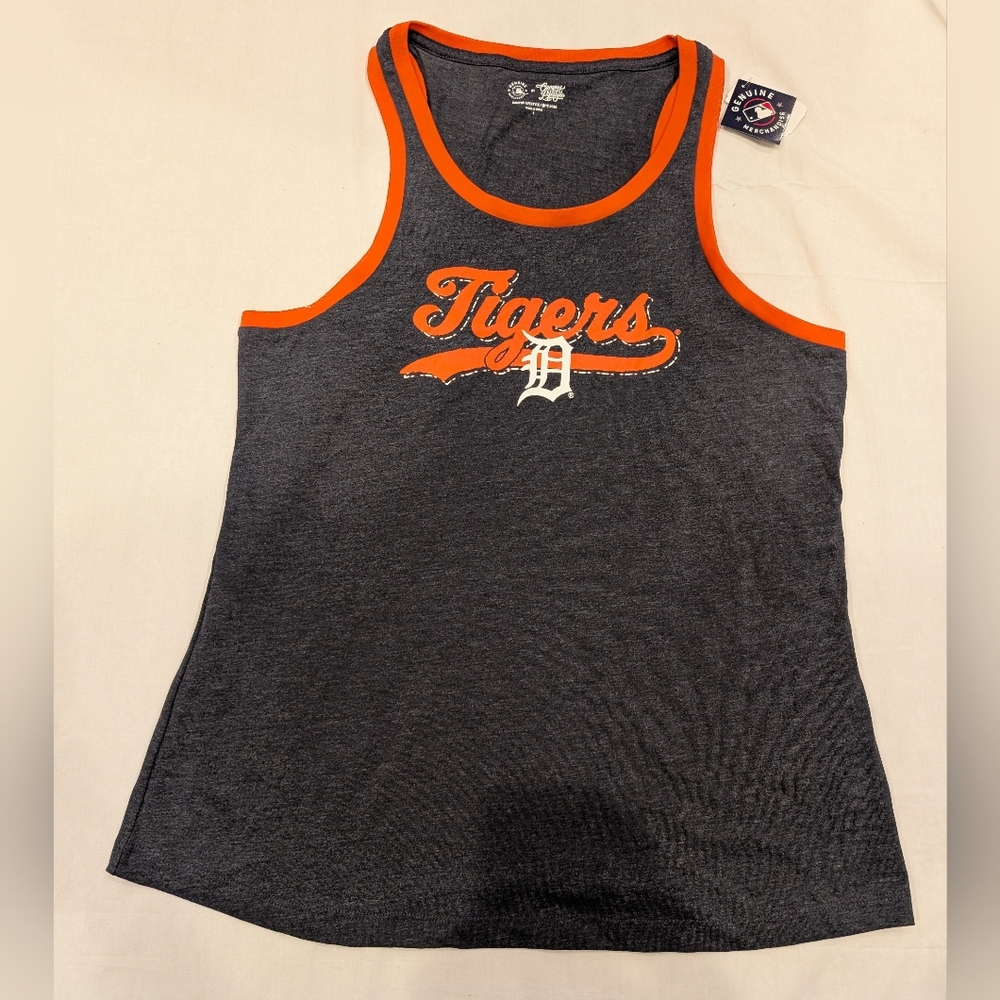 Detroit Tigers Gray and Orange Tank Top (L) New w Tags